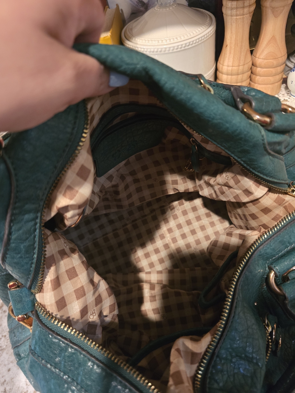 Jessica Simpson Teal Satchel with Gold Hardware - Picture 7 of 7